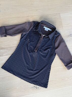 Gretchen Scott Designs Navy Patterned Buttoned Top